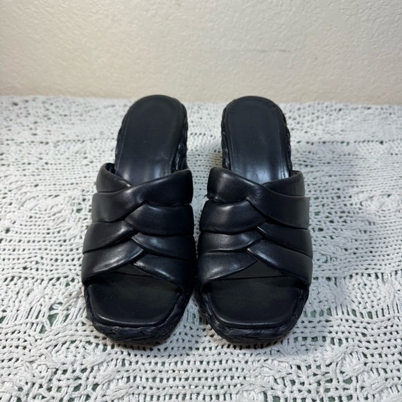 Vince Black Leather Wedges *Gilian Espadrille Wedges* Size 8.5 - Picture 1 of 7